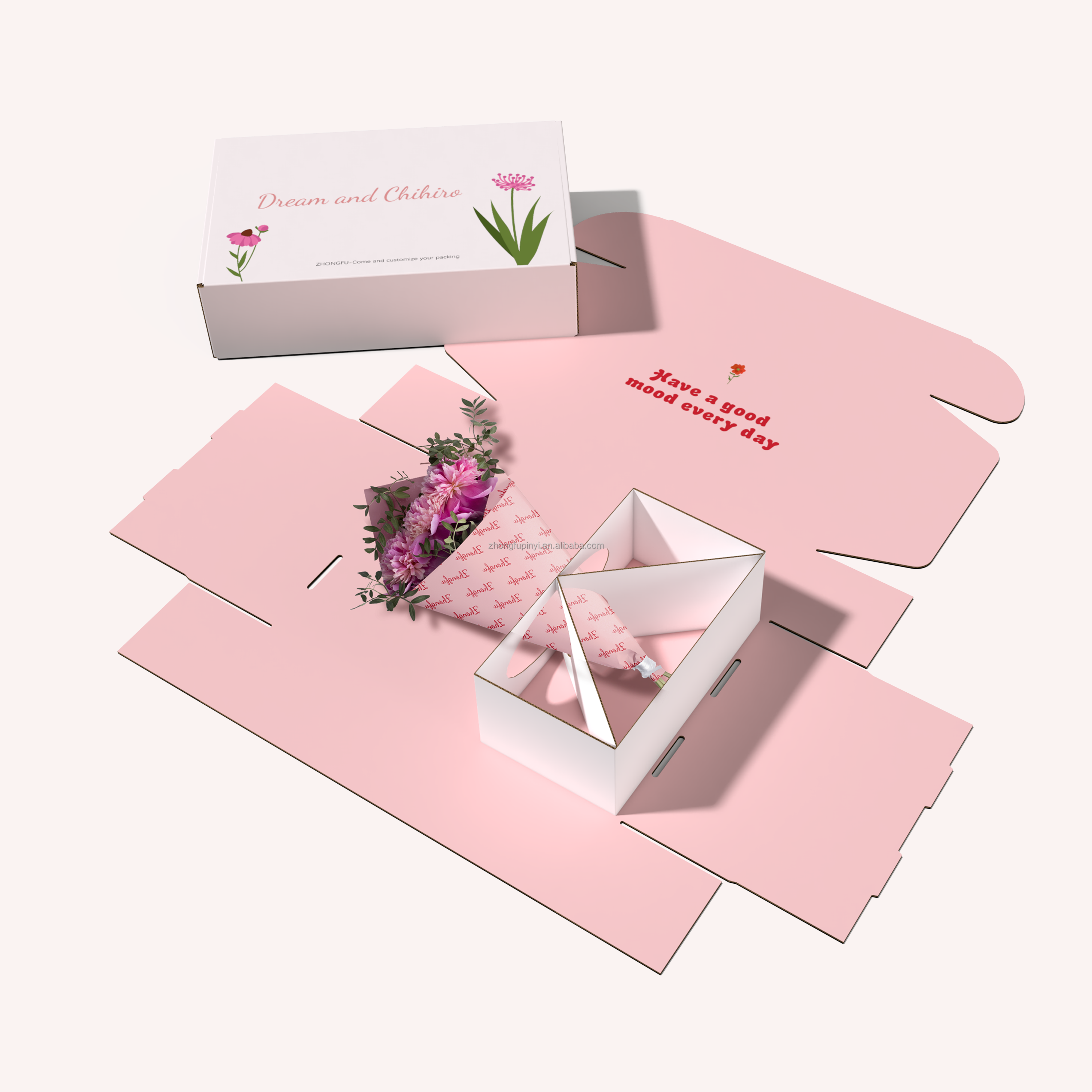 Custom Packaging Paper Luxury Flower Hat Gift Boxes Wholesale I Love You Roses Paper Box For Packaging Flowers