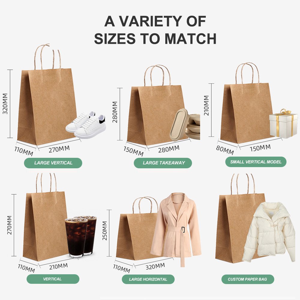Custom Biodegradable Promotional Shopping Kraft Paper Bags Packaging Clothing Gift Food Take Away Paper Bag With Your Own Logo