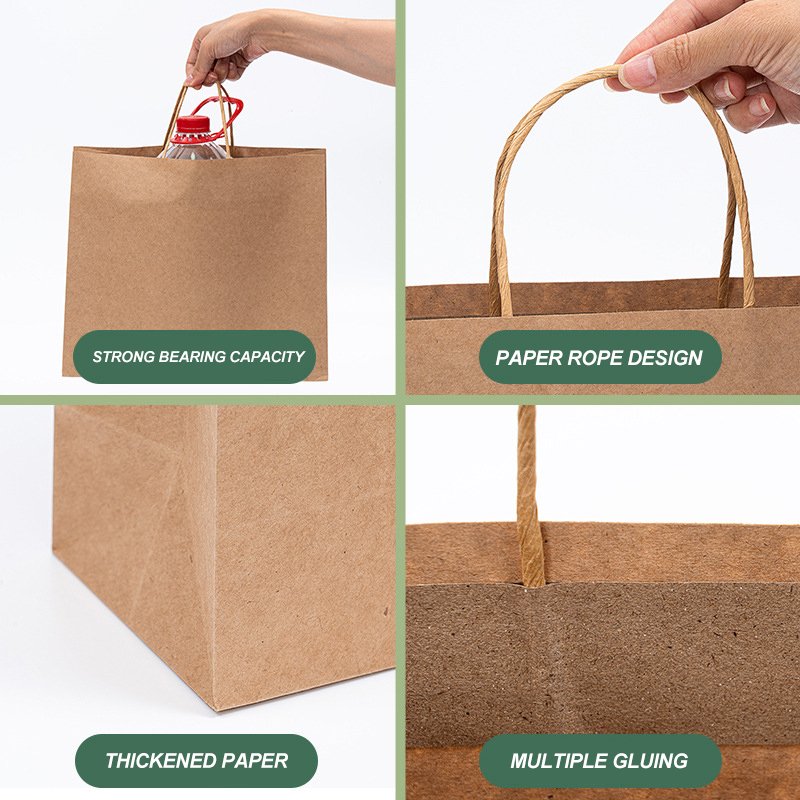 Custom Biodegradable Promotional Shopping Kraft Paper Bags Packaging Clothing Gift Food Take Away Paper Bag With Your Own Logo