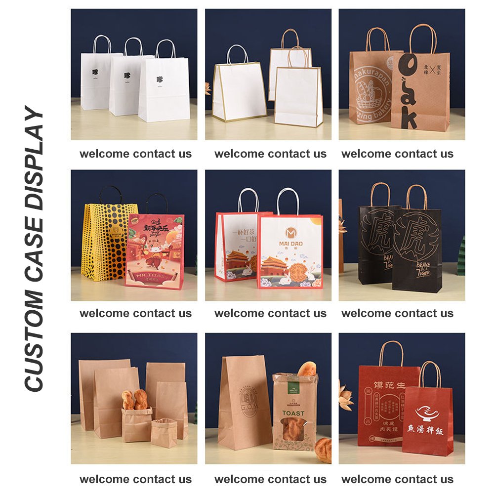 Custom Biodegradable Promotional Shopping Kraft Paper Bags Packaging Clothing Gift Food Take Away Paper Bag With Your Own Logo