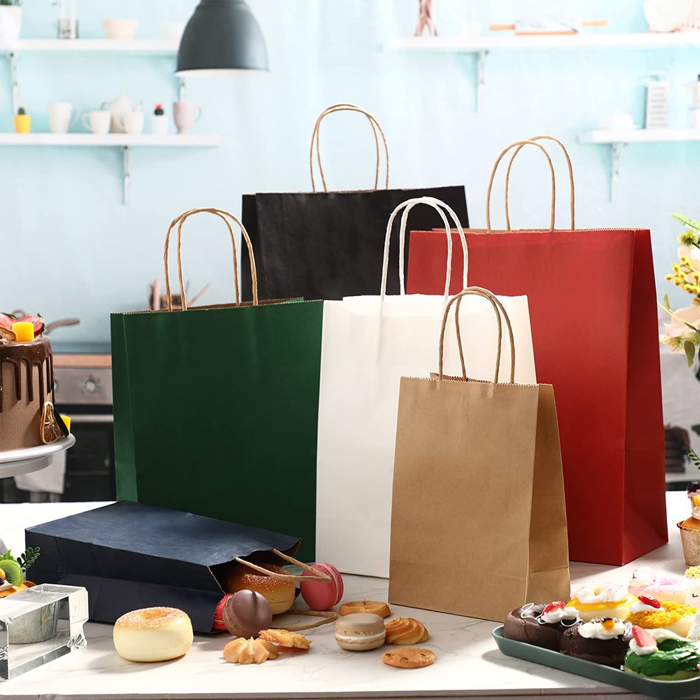 Custom Biodegradable Promotional Shopping Kraft Paper Bags Packaging Clothing Gift Food Take Away Paper Bag With Your Own Logo