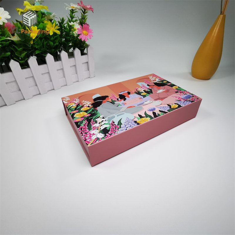 luxury rigid pink magnetic close silk scarf packaging boxes