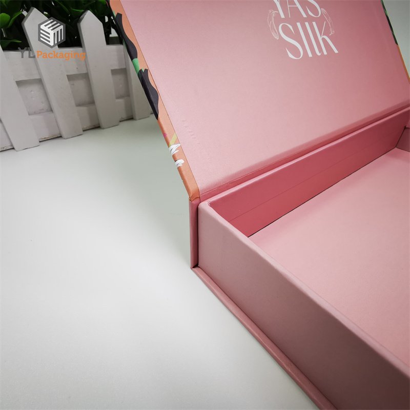 luxury rigid pink magnetic close silk scarf packaging boxes