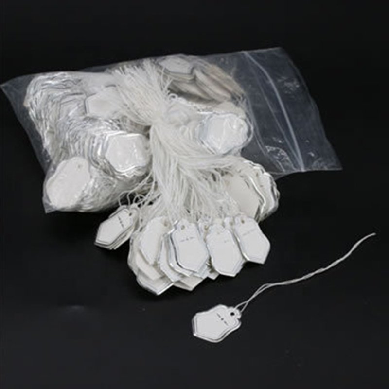China Factory Jewlery Price Tag Pendurar White Jewelry Brand Price Tag with String Small Labels for Jewellery