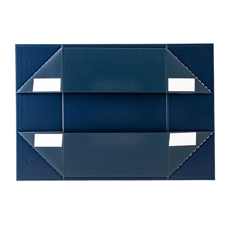 Luxury rigid a4 deep navy blue collapsible magnetic gift box packaging idea