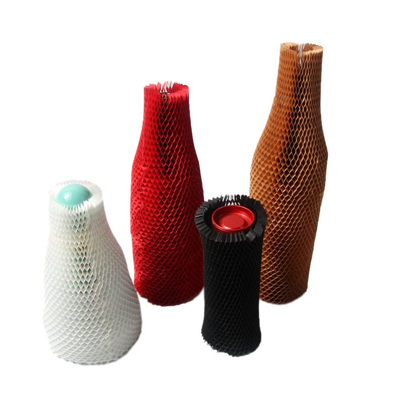 Wholesale honeycomb paper wrap packaging cover wine bottle protector sleeve