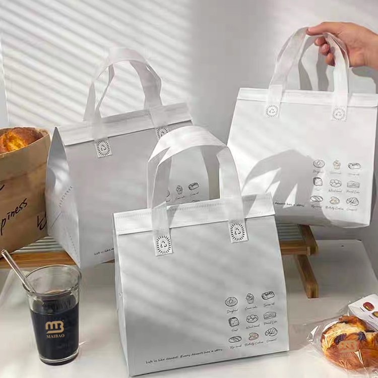 Custom printed insulated food drinks takeaway cooler bag tote cake boba tea ice cream cooler bags reusable non woven thermal bag