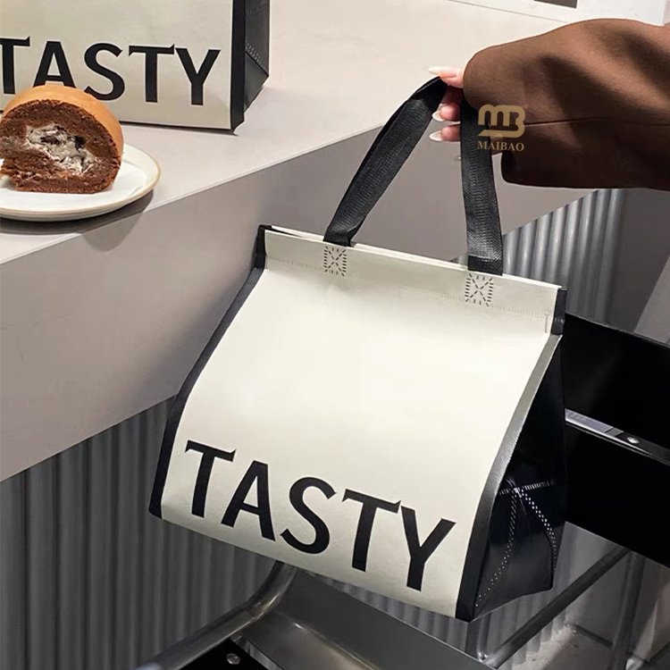 Custom printed insulated food drinks takeaway cooler bag tote cake boba tea ice cream cooler bags reusable non woven thermal bag