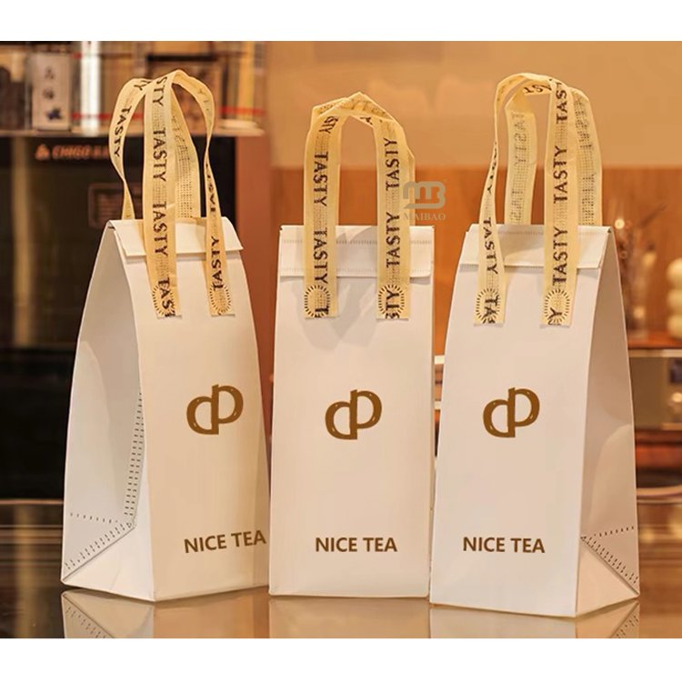 Custom printed insulated food drinks takeaway cooler bag tote cake boba tea ice cream cooler bags reusable non woven thermal bag