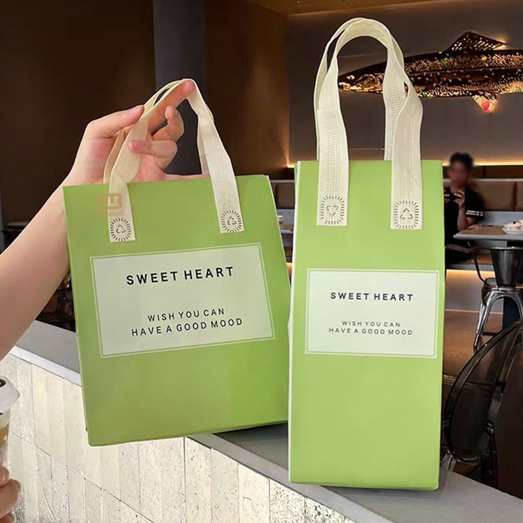 Custom printed insulated food drinks takeaway cooler bag tote cake boba tea ice cream cooler bags reusable non woven thermal bag