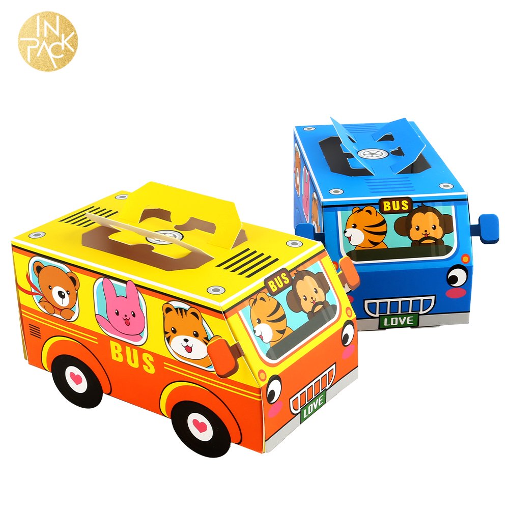 INPACK Custom Folding Cardboard Cartoon Design Kid Birthday Party Gift Cookie Candy Chocolate Doughnut Cake Packaging Paper Box