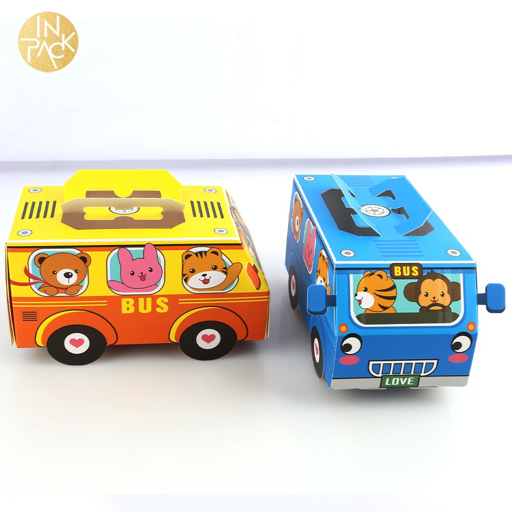 INPACK Custom Folding Cardboard Cartoon Design Kid Birthday Party Gift Cookie Candy Chocolate Doughnut Cake Packaging Paper Box