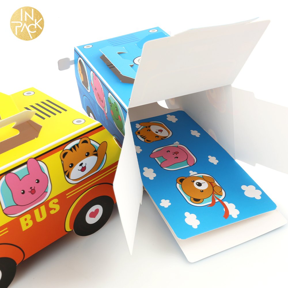 INPACK Custom Folding Cardboard Cartoon Design Kid Birthday Party Gift Cookie Candy Chocolate Doughnut Cake Packaging Paper Box
