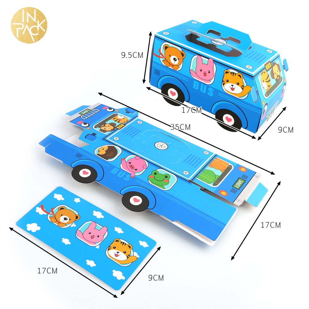 INPACK Custom Folding Cardboard Cartoon Design Kid Birthday Party Gift Cookie Candy Chocolate Doughnut Cake Packaging Paper Box