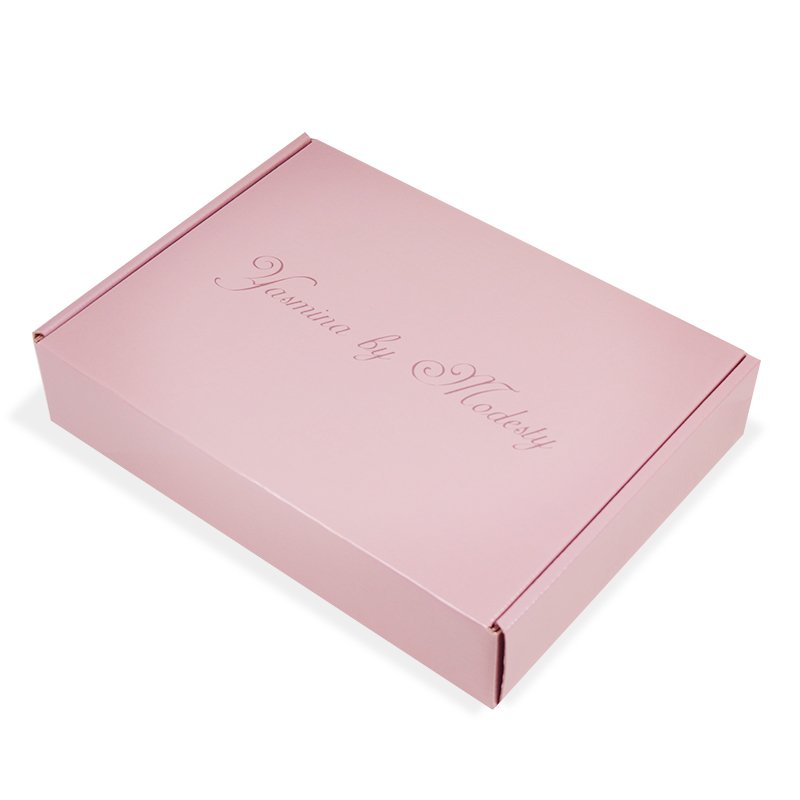 Exquisite top-end customized logo pink corrugated gift paper mailer box packaging with gloss lamination