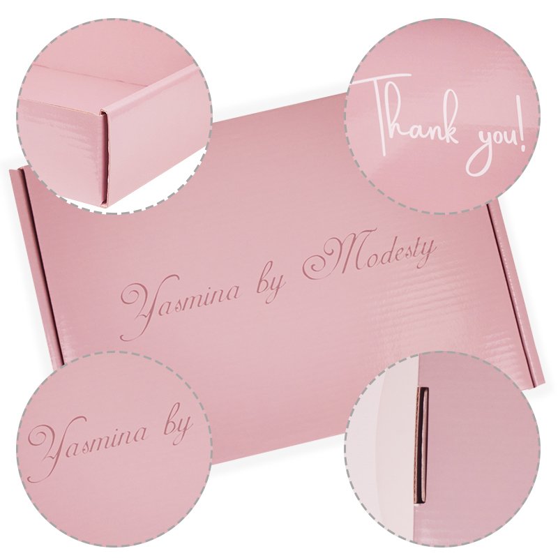 Exquisite top-end customized logo pink corrugated gift paper mailer box packaging with gloss lamination