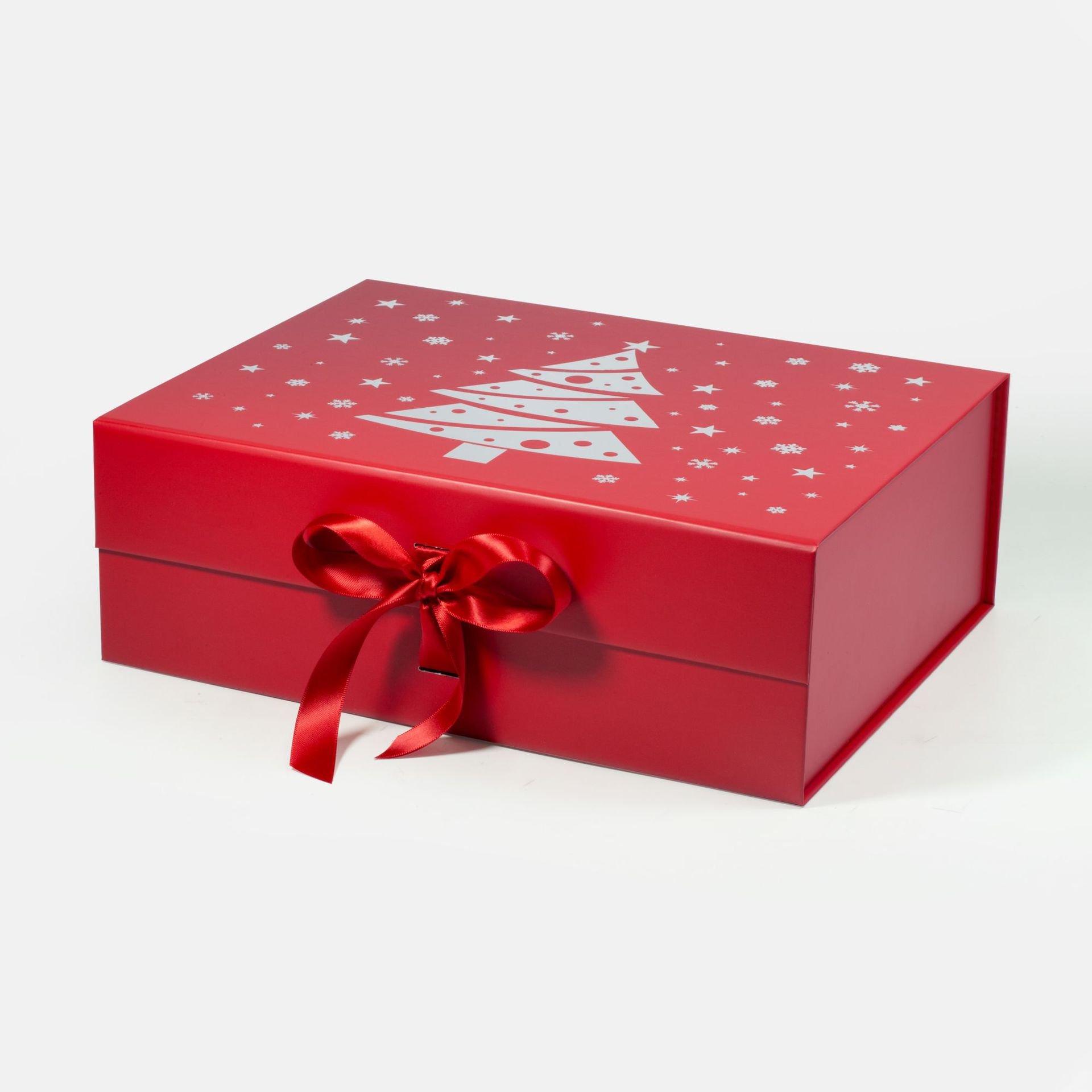 Luxury Magnetic Gift Box Custom Cardboard Paper Book Shaped Box Beauty Gifts Packaging with Ribbon Closure Logo Silver Stamping