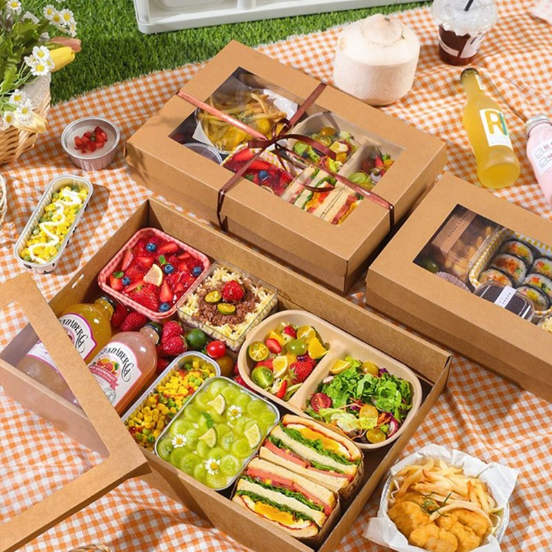 custom fast food packaging boxes disposable paper box for picnic food packaging paper boxes food packaging kraft paper