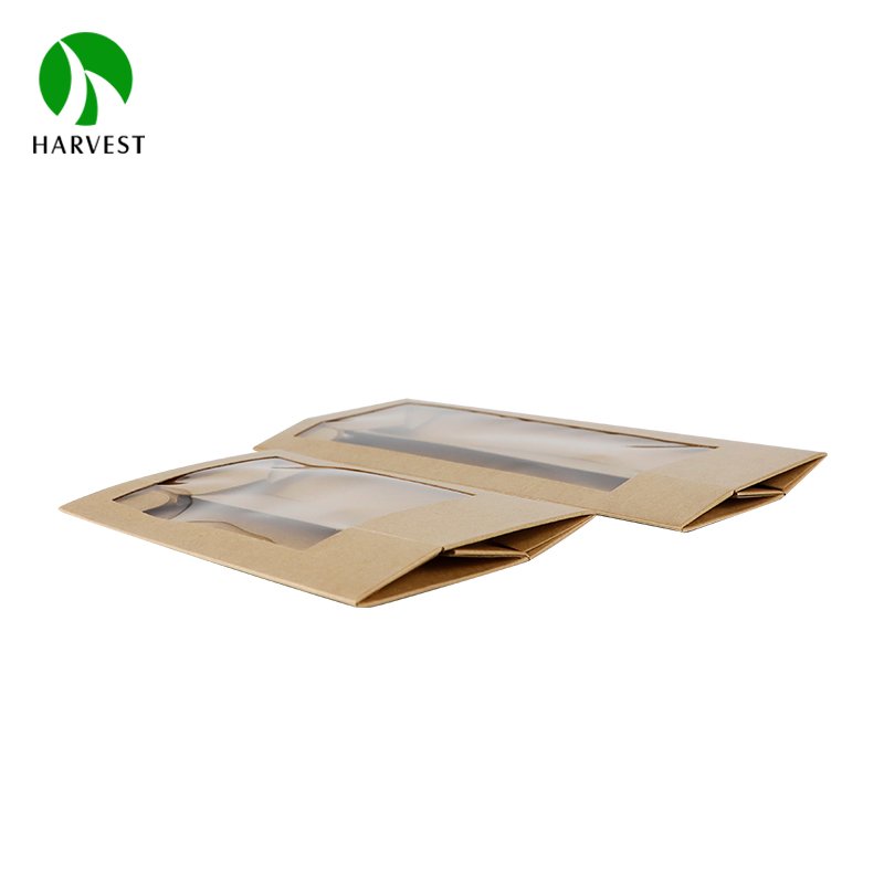 Rectangle Eco Friendly 1-piece Kraft Paper Box with clear PET Window