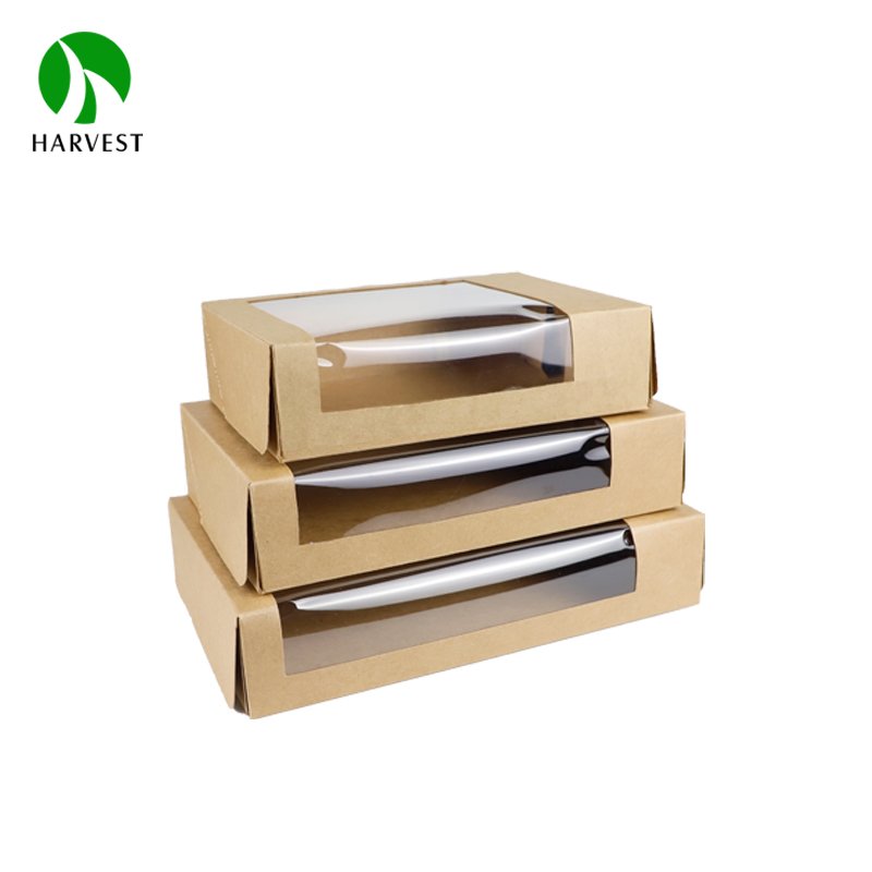 Rectangle Eco Friendly 1-piece Kraft Paper Box with clear PET Window