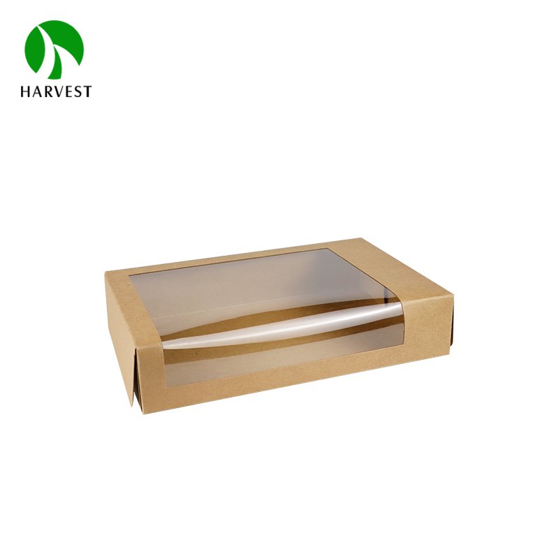 Rectangle Eco Friendly 1-piece Kraft Paper Box with clear PET Window