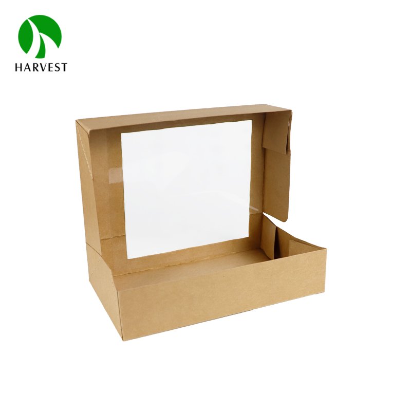 Rectangle Eco Friendly 1-piece Kraft Paper Box with clear PET Window