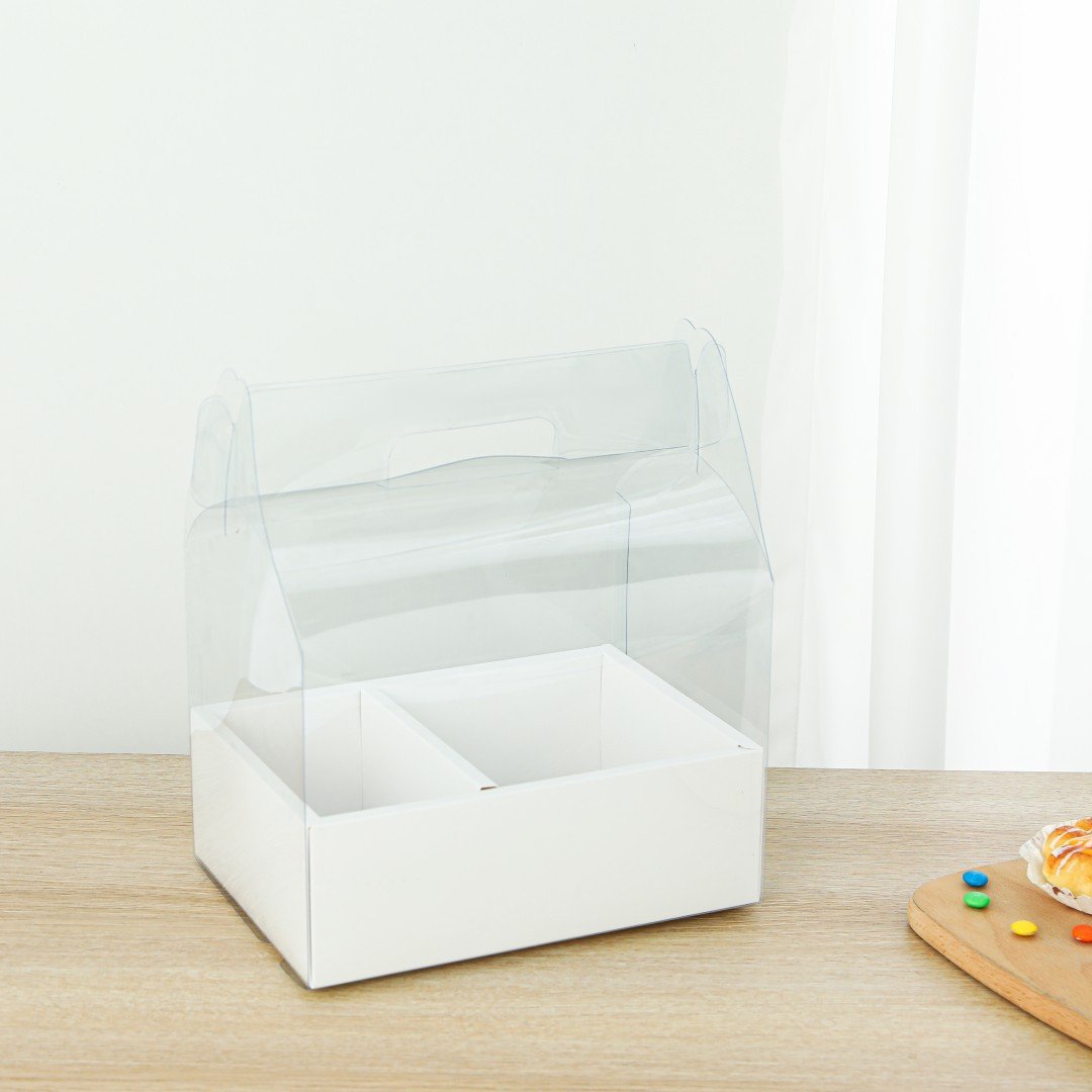 Exquisite Flower Cake Box Floding Transparent Christmas Anniversary Empty Gift Dessert Paper Packaging Box With Handle