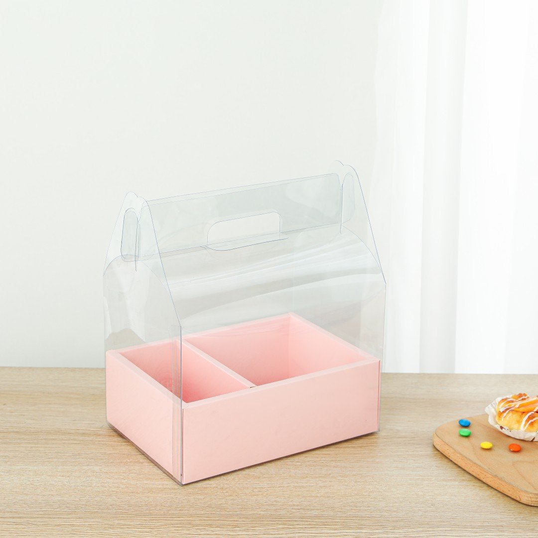 Exquisite Flower Cake Box Floding Transparent Christmas Anniversary Empty Gift Dessert Paper Packaging Box With Handle