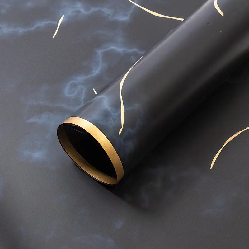 Flower Wrapping Paper with Golden Edge Waterproof Bouquet Paper Florist Packaging Paper for Wedding Gift