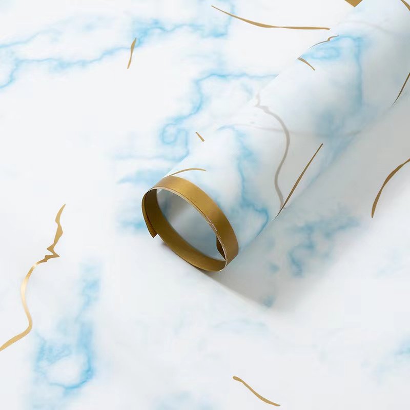 Flower Wrapping Paper with Golden Edge Waterproof Bouquet Paper Florist Packaging Paper for Wedding Gift