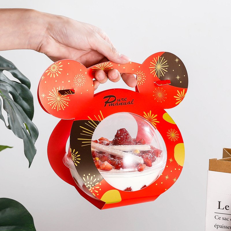 Handel Christmas Packaging Box Round Spherical Cake Box Transparent Baked Pastry Packing Round Cake Gift Box