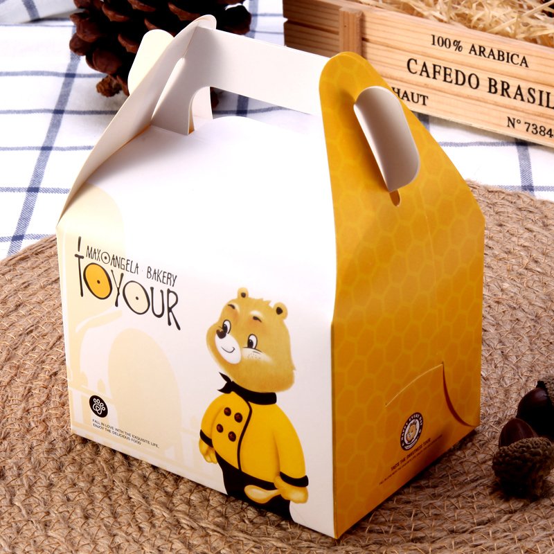 Custom Printed Cheese Cake Box Cake Carrying Box Birthday Cake Packaging Box With Handle Kraft Paper Color Other Food Accept