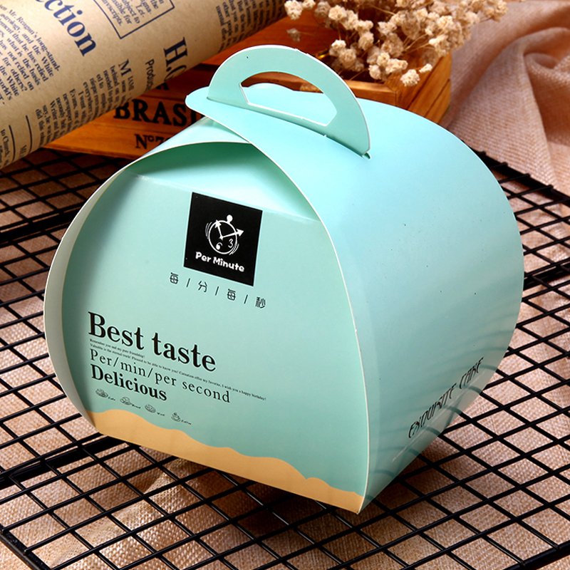 Custom Printed Cheese Cake Box Cake Carrying Box Birthday Cake Packaging Box With Handle Kraft Paper Color Other Food Accept