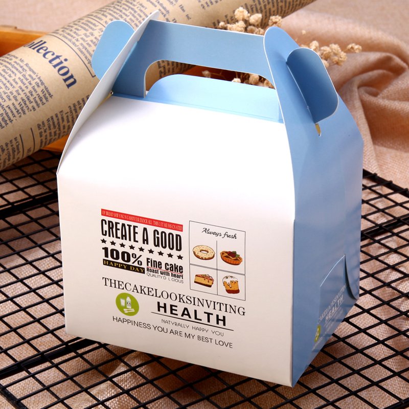 Custom Printed Cheese Cake Box Cake Carrying Box Birthday Cake Packaging Box With Handle Kraft Paper Color Other Food Accept