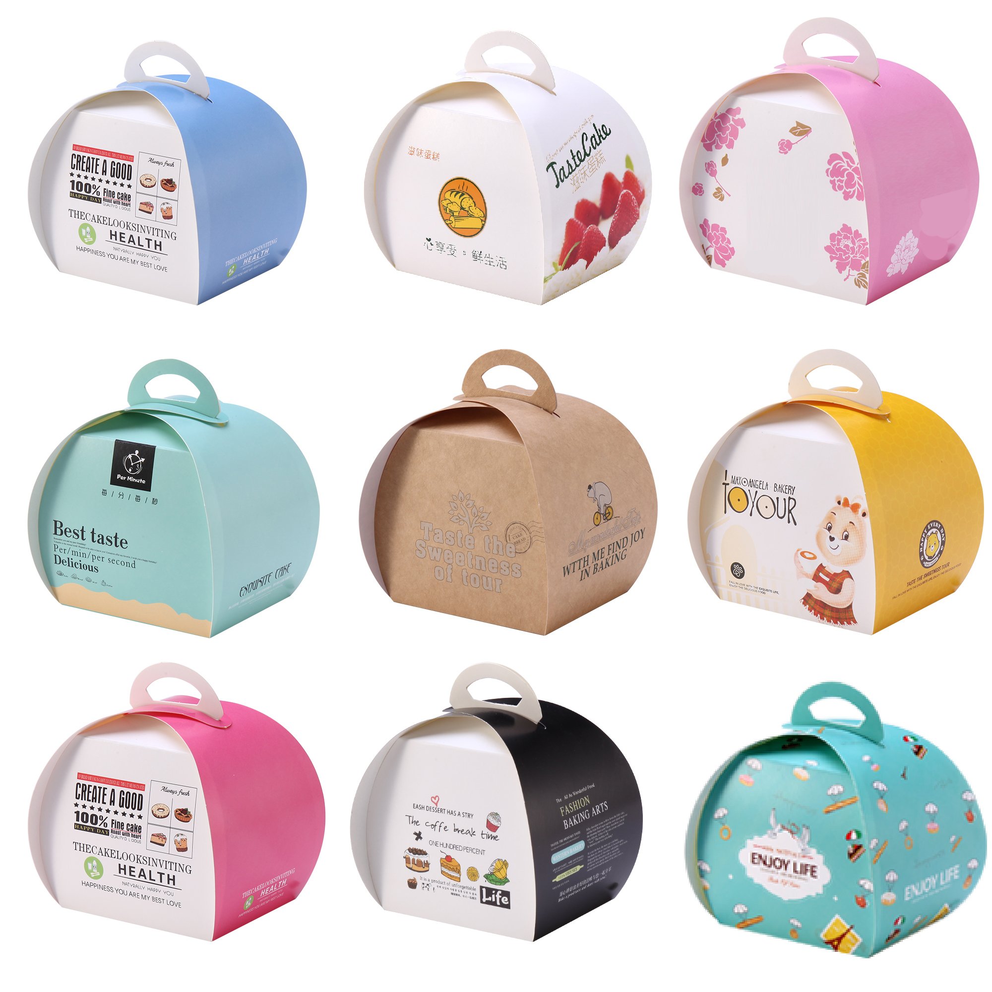 Custom Printed Cheese Cake Box Cake Carrying Box Birthday Cake Packaging Box With Handle Kraft Paper Color Other Food Accept