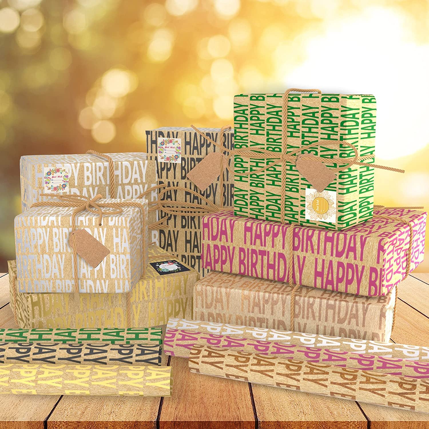 Set of brown kraft paper folding paper gift wrapping paper