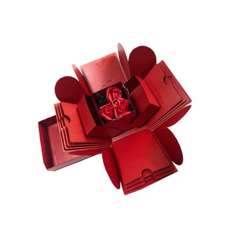 Custom Luxury Red Folding Valentine's Day Explosion Surprise Gift Packaging Paper Box For Women