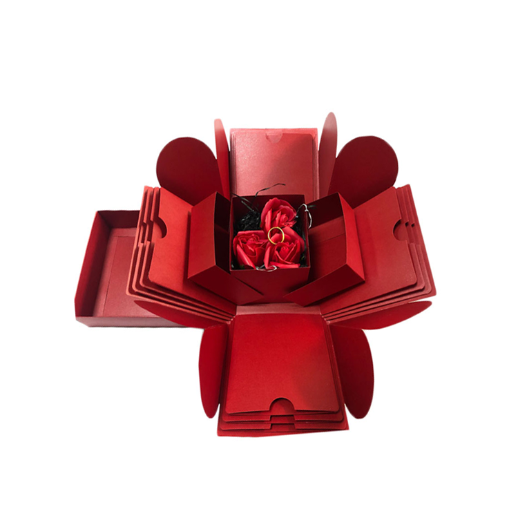 Custom Luxury Red Folding Valentine's Day Explosion Surprise Gift Packaging Paper Box For Women