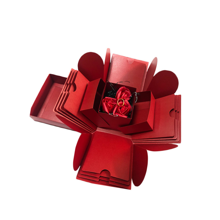 Custom Luxury Red Folding Valentine's Day Explosion Surprise Gift Packaging Paper Box For Women