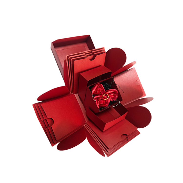 Custom Luxury Red Folding Valentine's Day Explosion Surprise Gift Packaging Paper Box For Women