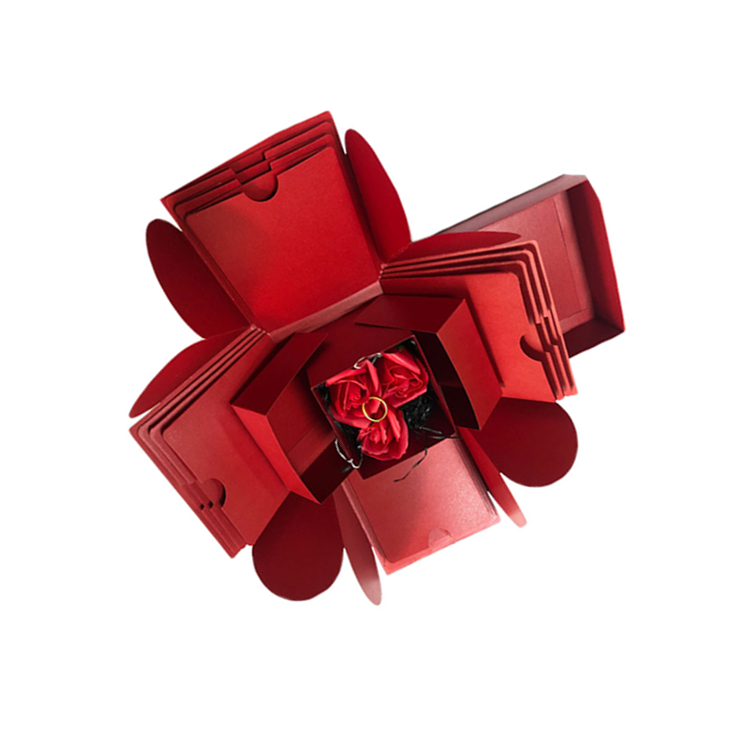 Custom Luxury Red Folding Valentine's Day Explosion Surprise Gift Packaging Paper Box For Women