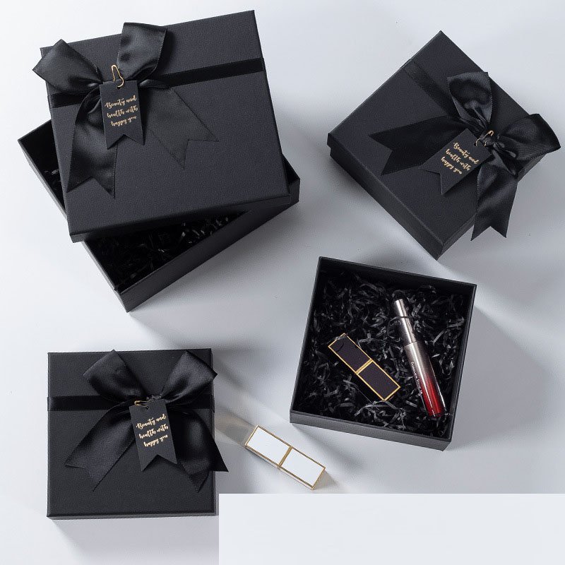 Wholesale Custom Black Bowknot Gift Paper Cardboard Case Valentine'S Day Birthday Bridesmaid Gift Packaging Box