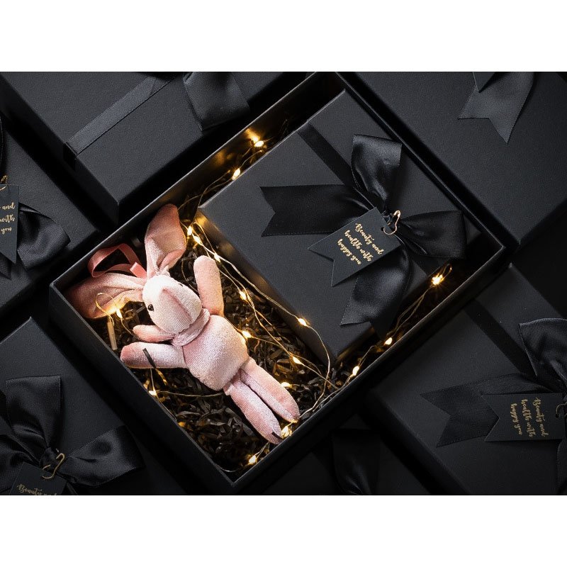 Wholesale Custom Black Bowknot Gift Paper Cardboard Case Valentine'S Day Birthday Bridesmaid Gift Packaging Box