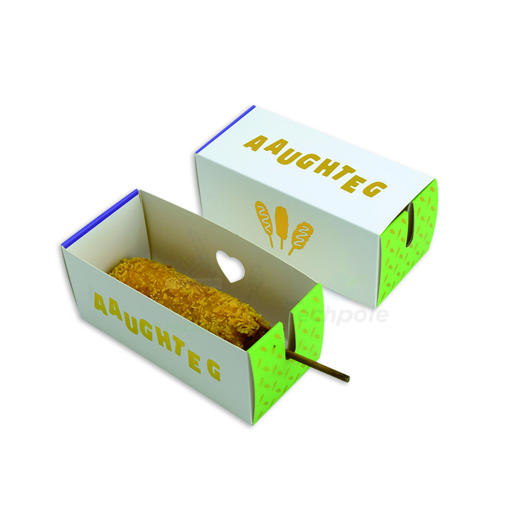 Custom Logo Eco-friendly Disposable Takeaway Hot Dog Food Container Chili Cheese Corn Dog Packaging Paper Box