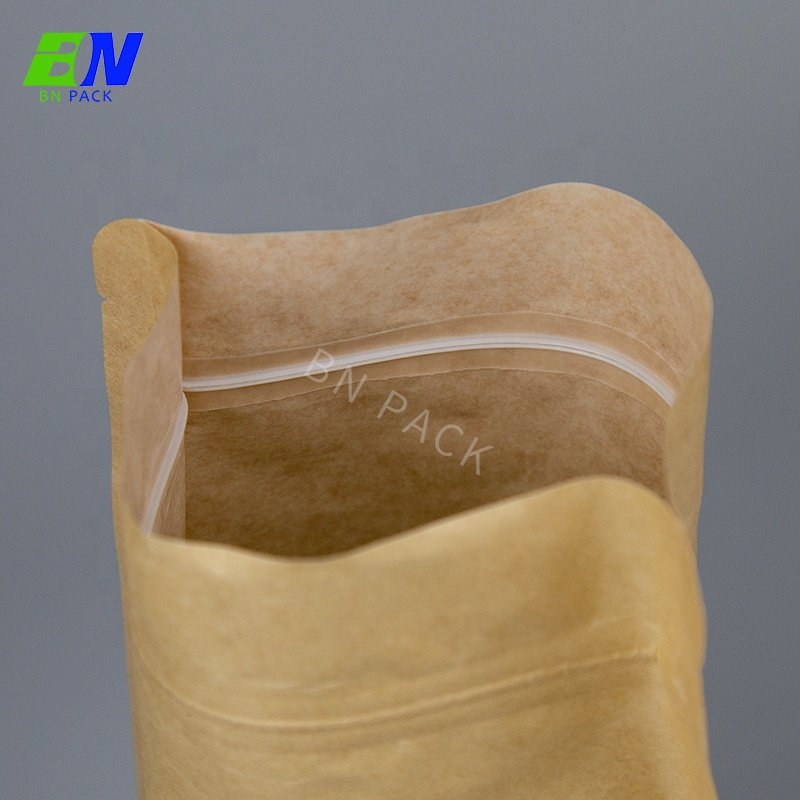In Stock Biodegradable Food Grade Stand up Pouch With Zipper Kraft Paper Morinaga Powder Tea Bags Pack Coffee With Valve