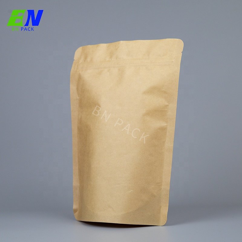 In Stock Biodegradable Food Grade Stand up Pouch With Zipper Kraft Paper Morinaga Powder Tea Bags Pack Coffee With Valve