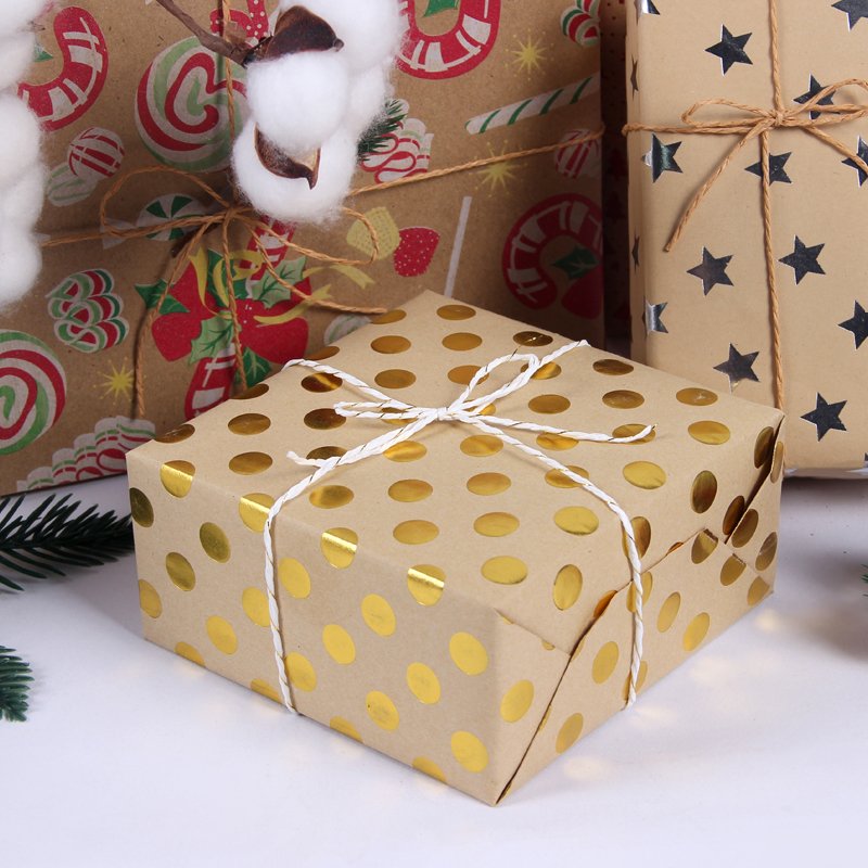Custom Printed Kraft Paper Christmas Gift Wrapping Paper Roll For Packaging