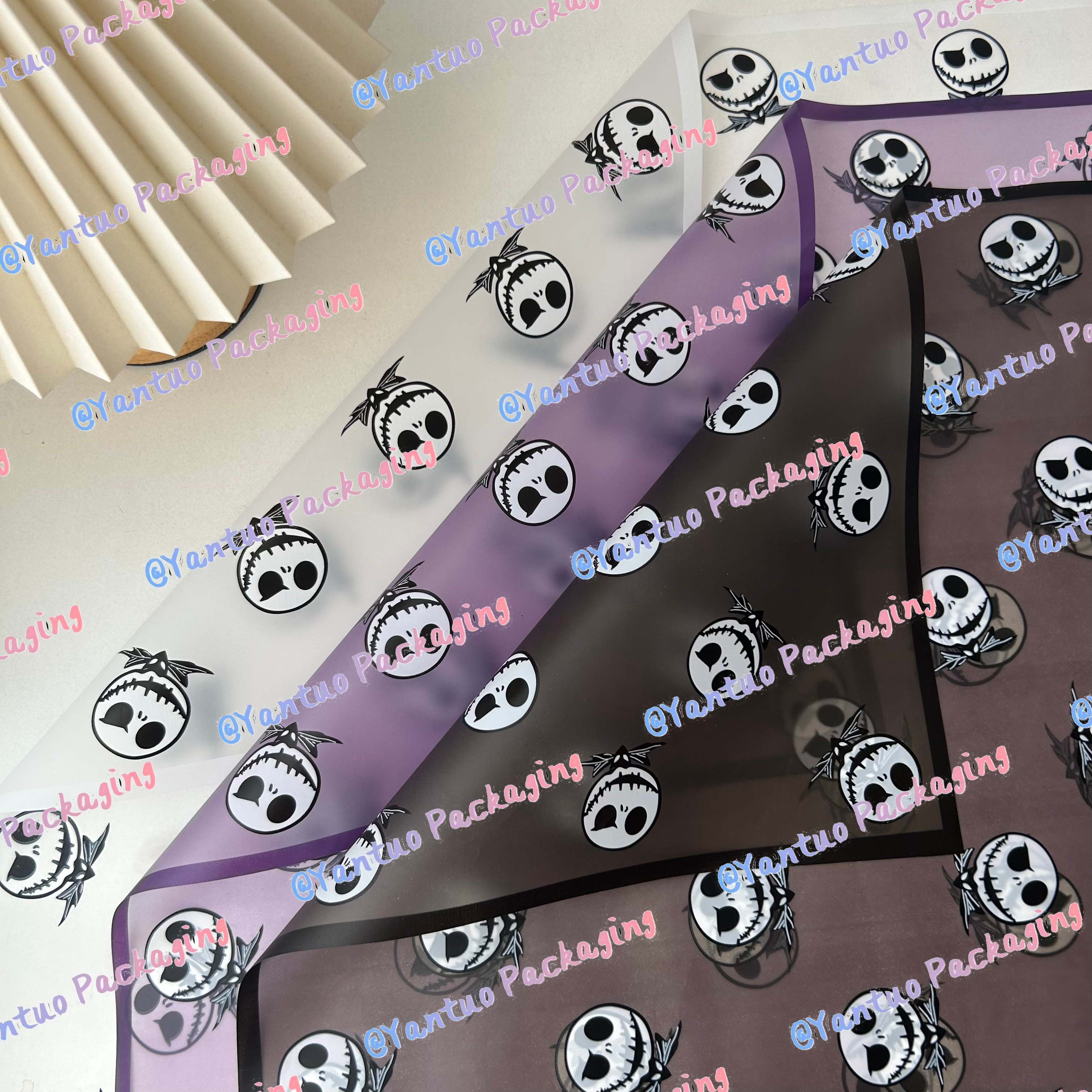 Halloween latest design flower spooky wrapping paper jack paper waterproof translucent colorful edge bouquet packaging paper