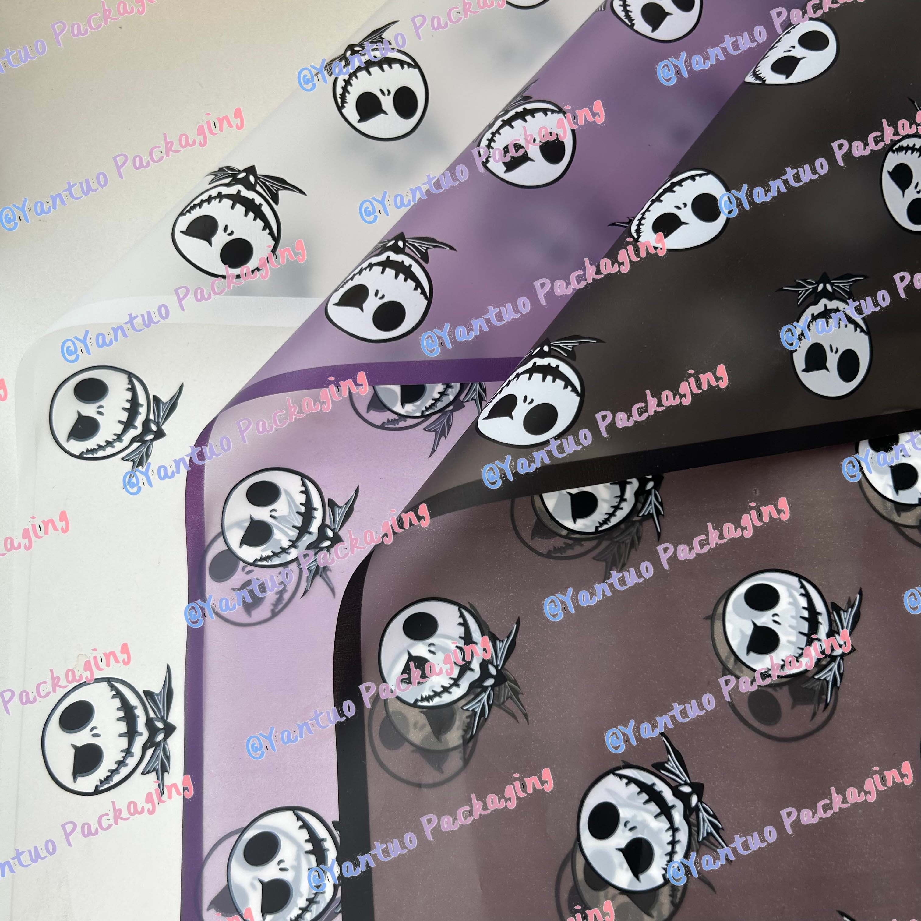 Halloween latest design flower spooky wrapping paper jack paper waterproof translucent colorful edge bouquet packaging paper