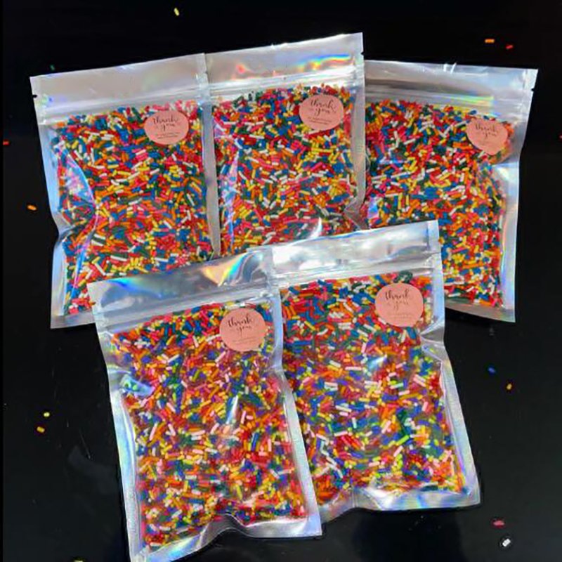 Custom Logo Rainbow Colors Smell Proof Ziplock Hologram Plastic Aluminum Foil Packaging Laser Zipper Mylar Clear Holographic Bag
